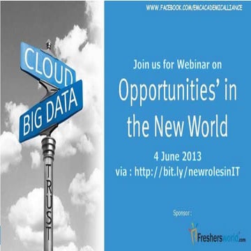 Opportunities for students in the New World of Cloud and Big Data