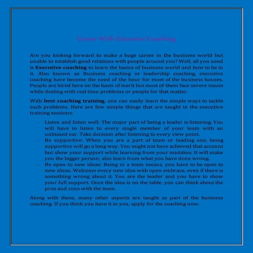 Career with executive coaching