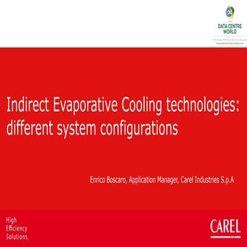 Indirect Evaporative Cooling technologies: different system configurations 