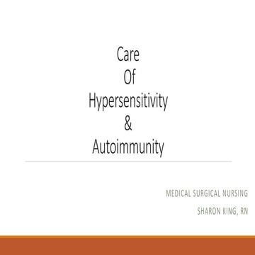 Care of hypersensivity and autoimmunity