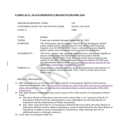 CARES Act allotment policy