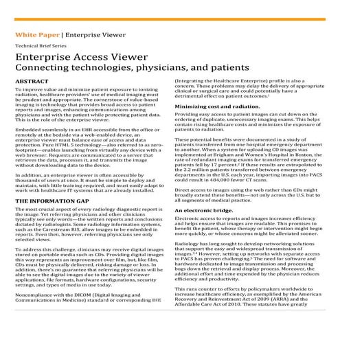 Whitepaper: Enterprise Access Viewer Connecting technologies, physicians, and...