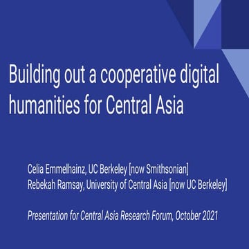 Building out a cooperative digital humanities for Central Asia
