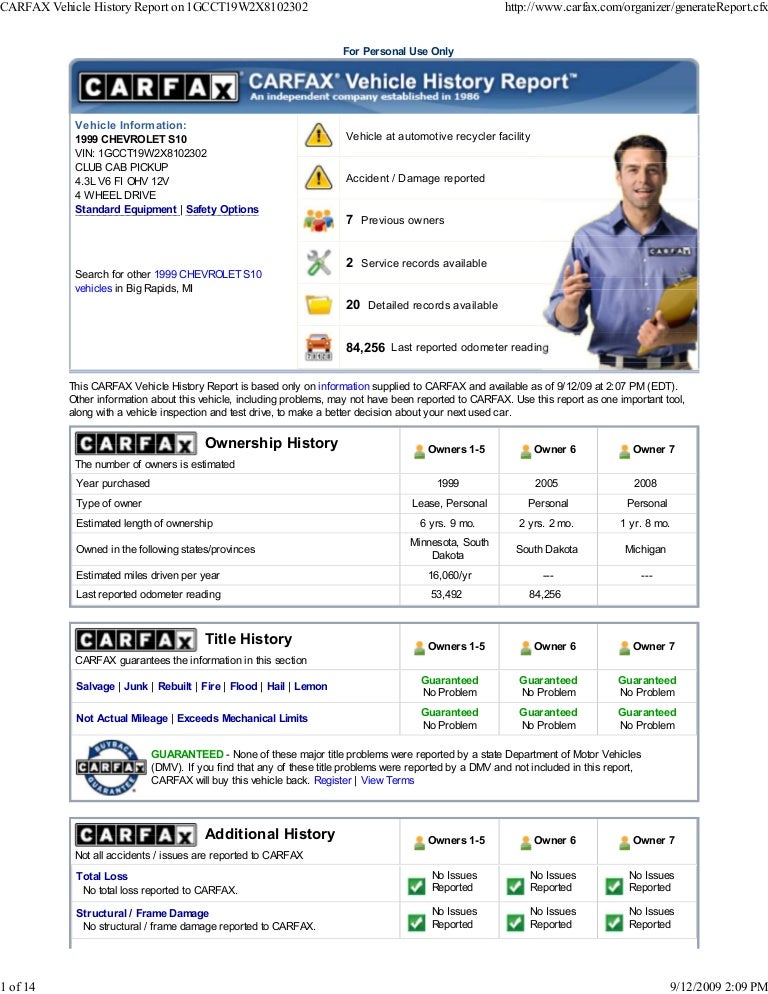 carfax vehicle history repo