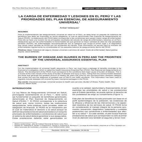 Carga de enfermedad y paquete de aseguramiento en salud en Perú