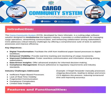 WiseCCS – Smart Cargo Community System for Airports & Airlines | PDF