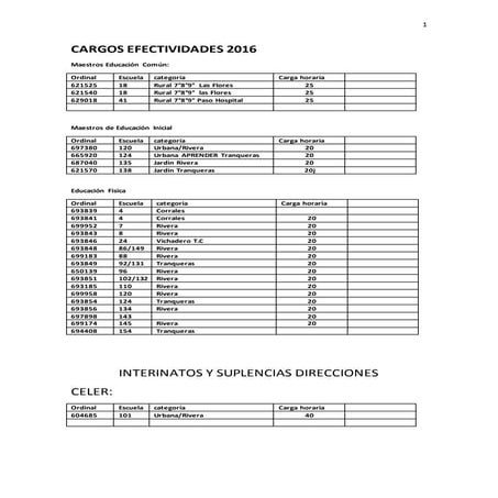 Cargos efectividades 2016