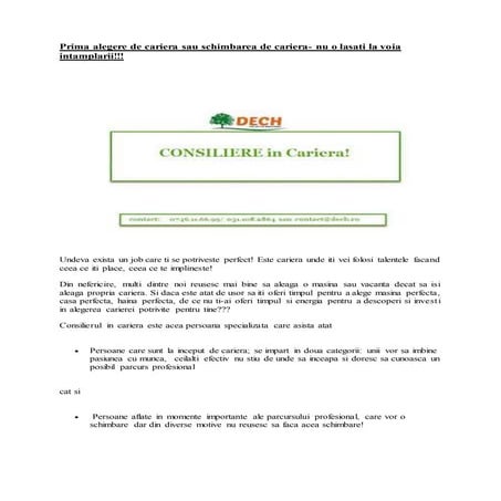 Consiliere in cariera! 