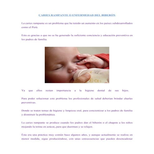 Caries rampante o enfermedad del biberón | DOC