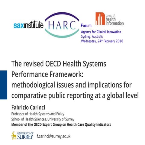 The revised OECD Health Systems Performance Framework: methodological issues ...