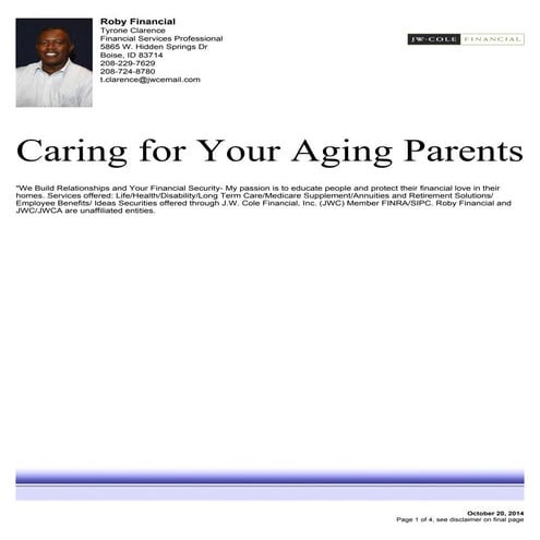 Caring for aging parents