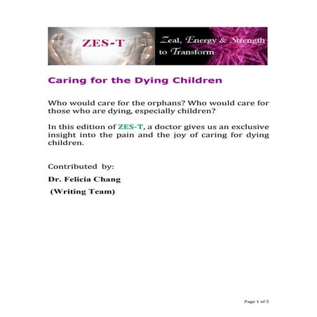 Caring for dying children