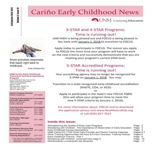 Cariño Early Childhood Classes 2014 3rd Quarter Newsletter