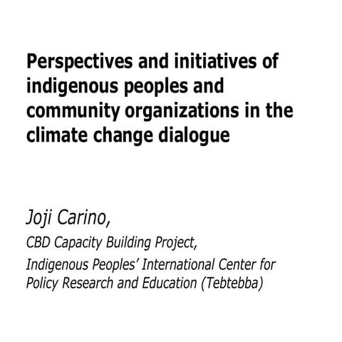 Perspectives and initiatives of indigenous and community organizations