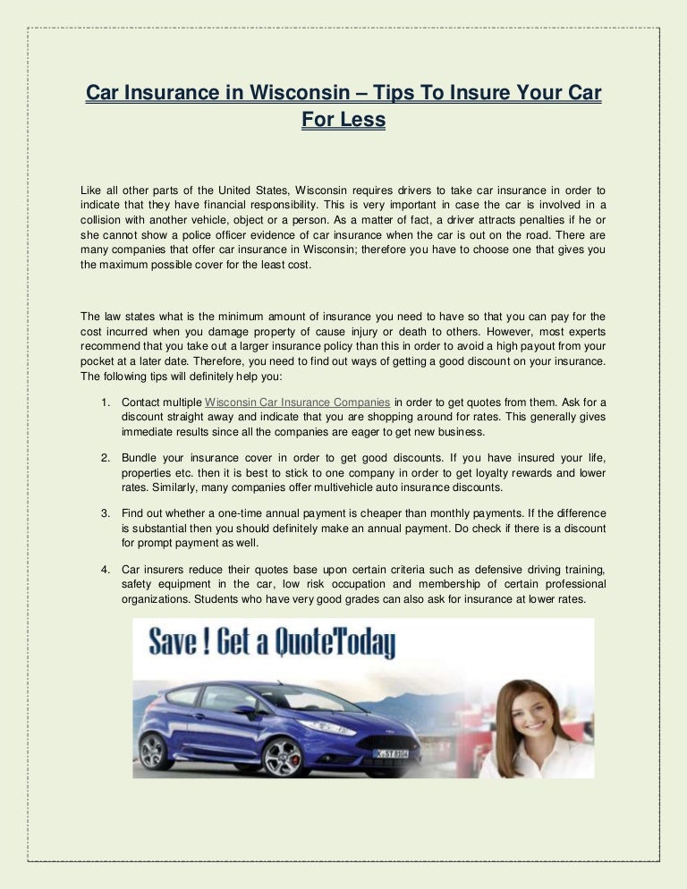 Car insurance in wisconsin tips to insure your car for less
