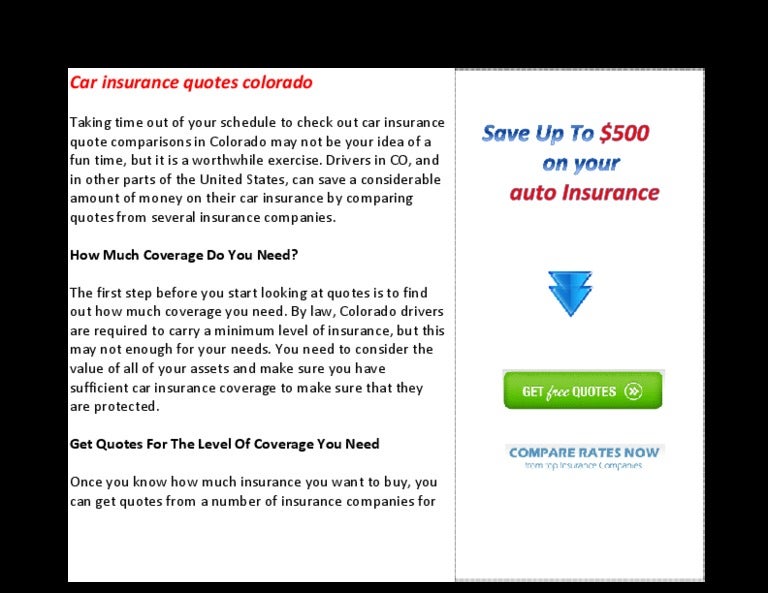 Car insurance quotes colorado Car insurance quotes colorado