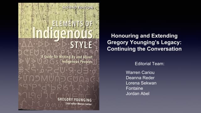 Elements of Indigenous Style: Insights and applications for the book industry...