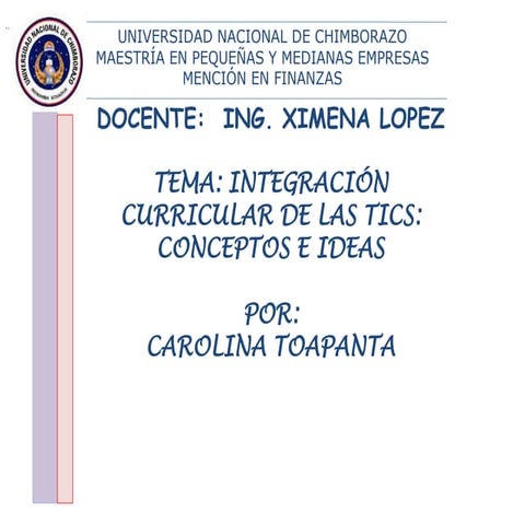 INTEGRACIÓN CURRICULAR DE LAS TICS:  CONCEPTOS E IDEAS 