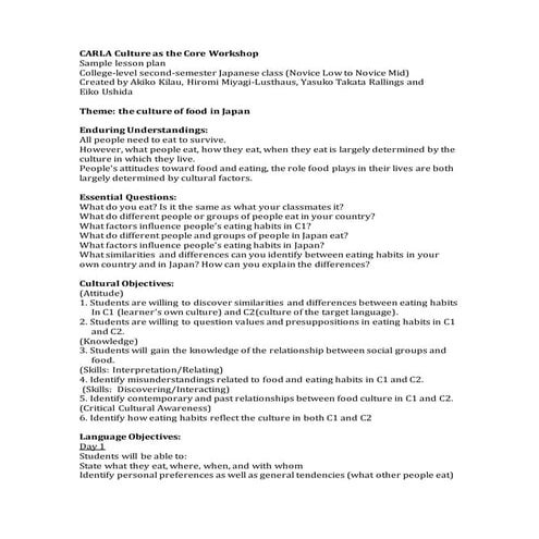 Carla sample lesson plan food ex 2