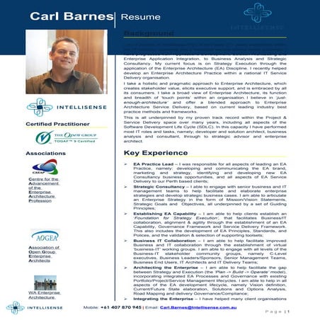 Carl Barnes - Resume 2011