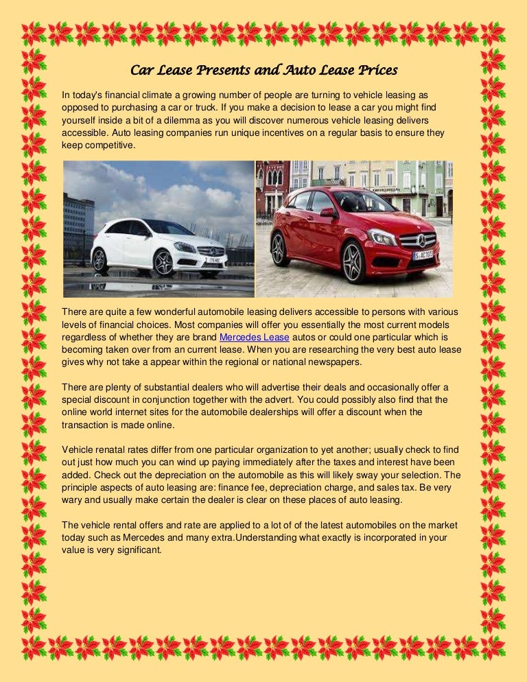 Car lease presents and auto lease prices