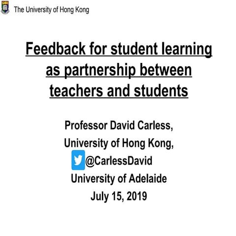 Feedback for student learning as partnership between teachers and students