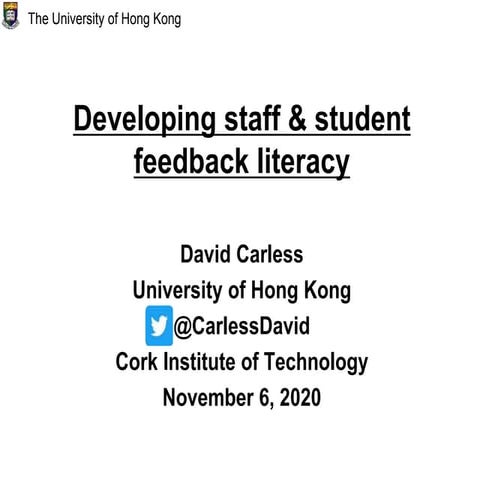 Developing staff & student feedback literacy