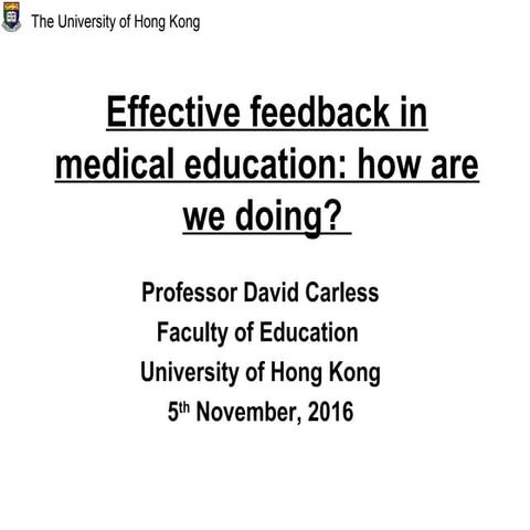 Effective feedback in medical education