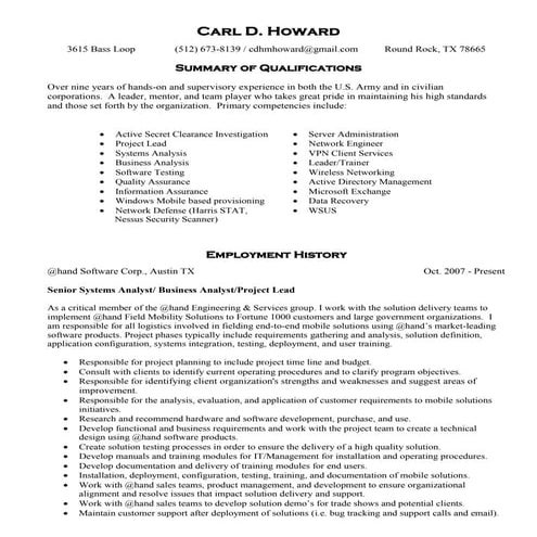 Carl Howard Resume 2010