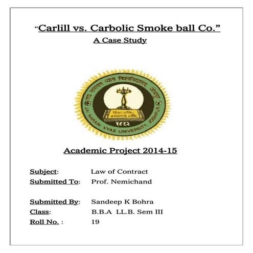 Carlil v carbolic smoke ball co | PPTX