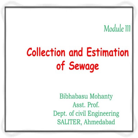 Carl m kuttler jr collection and estimation of sewage
