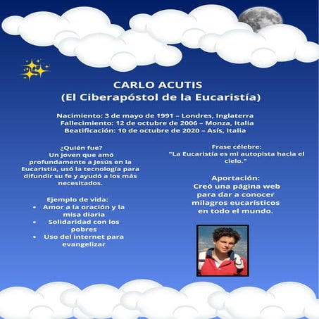 CARLO ACUTIS y su personal e historia de manera resumida