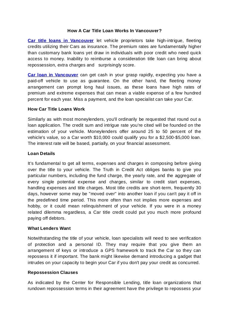 getting a car loan with repossession