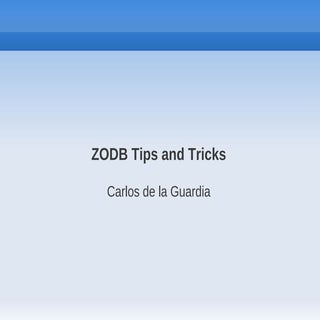 ZODB Tips and Tricks