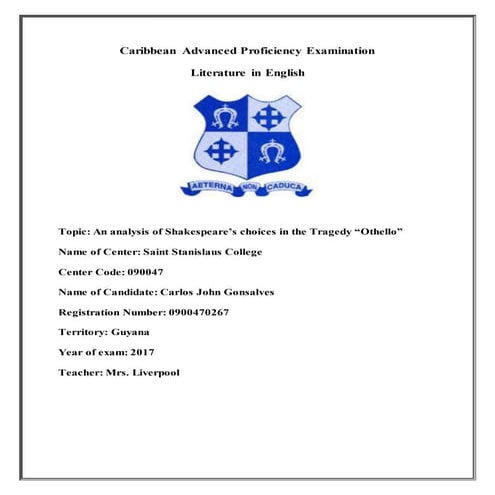  literature in english internal assesment guyana 