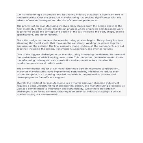 Car manufacturing is a complex and fascinating industry that plays a signific...