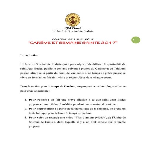 Carême Eudiste 2017