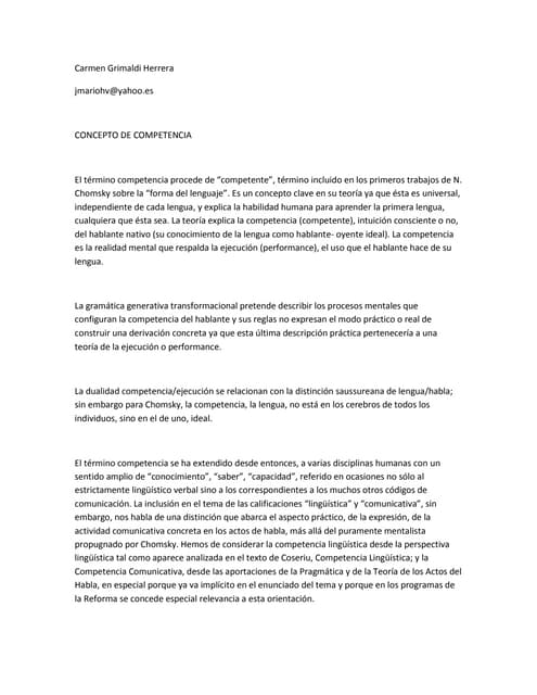 Carmen grimaldi herrera. concepto; competencia