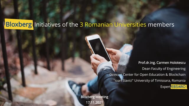 Bloxberg Initiatives of the 3 Romanian Universities members