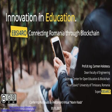 Innovation in Education. EBSI4RO: Connecting Romania through Blockchain