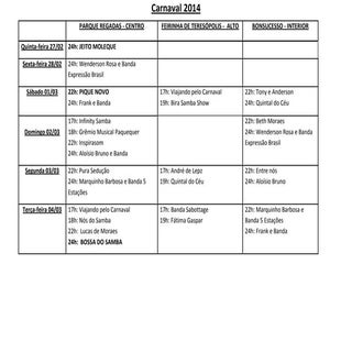 Carnaval 2014 programação teresópol...