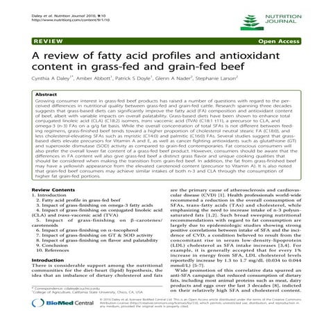 Carne erba a review of fatty acid profiles and antioxidant content in grass f...