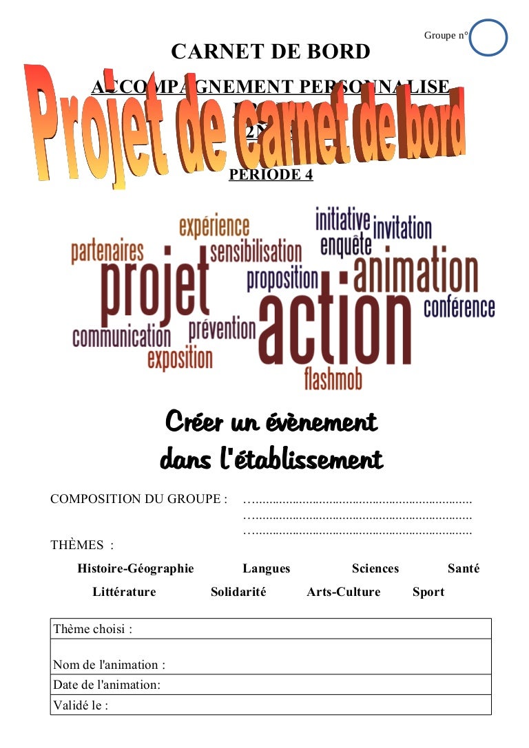 Carnet de bord AP projet seconde 201516