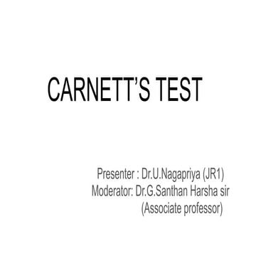 Comprehensive Guide to Carnett’s Test for Abdominal Pain Diagnosis | PPTX