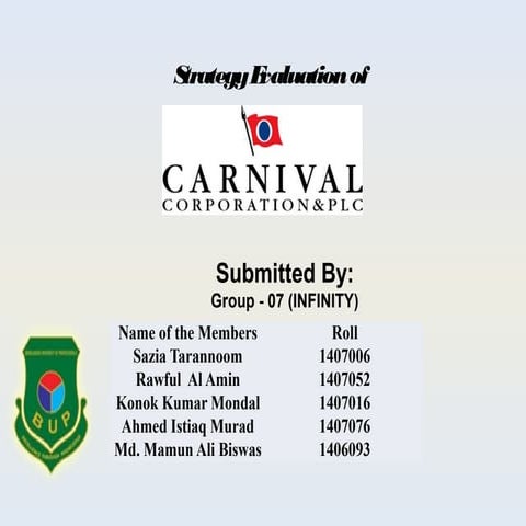 Strategy Evaluation of Carnival corporation-plc 