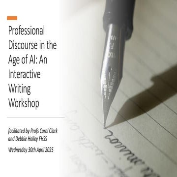 Professional Discourse in the Age of AI: An Interactive Writing Workshop