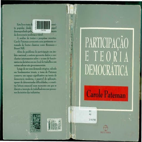 Carole pateman   participação e teoria democrática