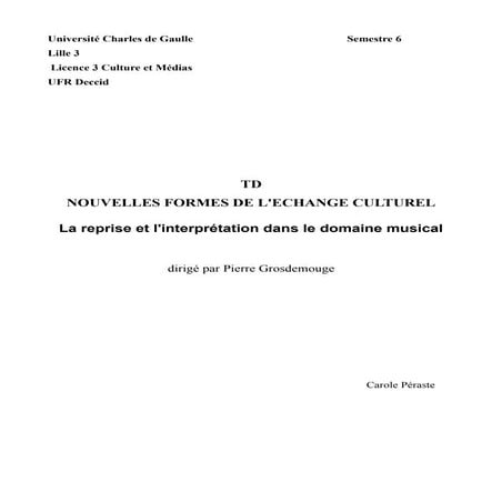 La reprise et l'interprétation dans le domaine musical