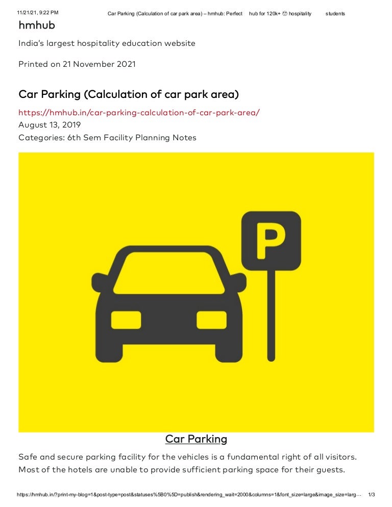 Car parking (calculation of car park area) – hmhub perfect hub for 120k+ hospitality students 3 carparkingcalculationofcarparkareahmhubperfecthubfor120khospitalitystudents 211123012216 thumbnail 4