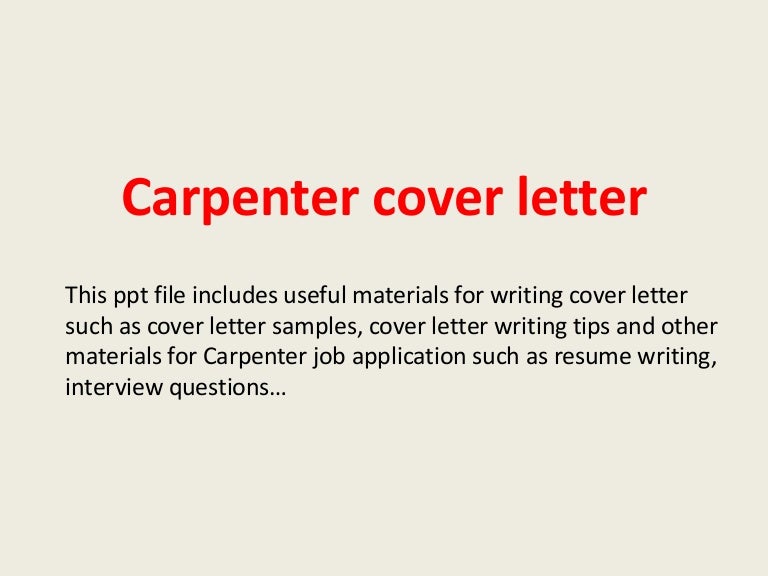 Carpenter cover letter Carpenter cover letter